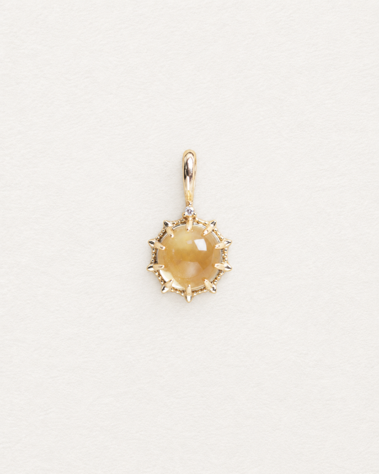 LUMERUNE Golden Sunflower Citrine Pendant — round citrine framed by sunflower petals