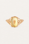 LUMERUNE Golden Rose Citrine Ring With White Shell — white shell layered with citrine and a rose imprint