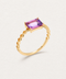 LUMERUNE Violet Amethyst Ring Princess-Cut — princess cut amethyst on a gold toned band