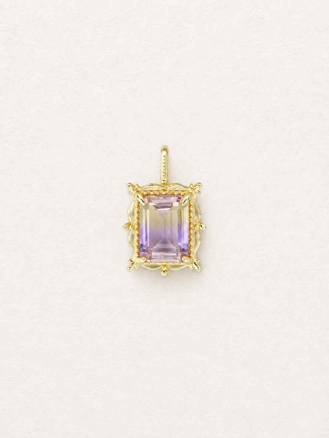 LUMERUNE Octagonal Ametrine Pendant — octagonal ametrine with beaded edging