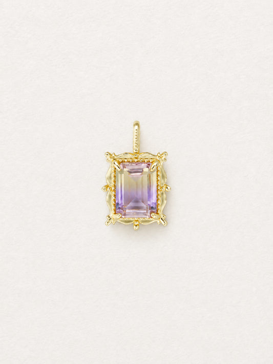 LUMERUNE Octagonal Ametrine Pendant — octagonal ametrine with beaded edging