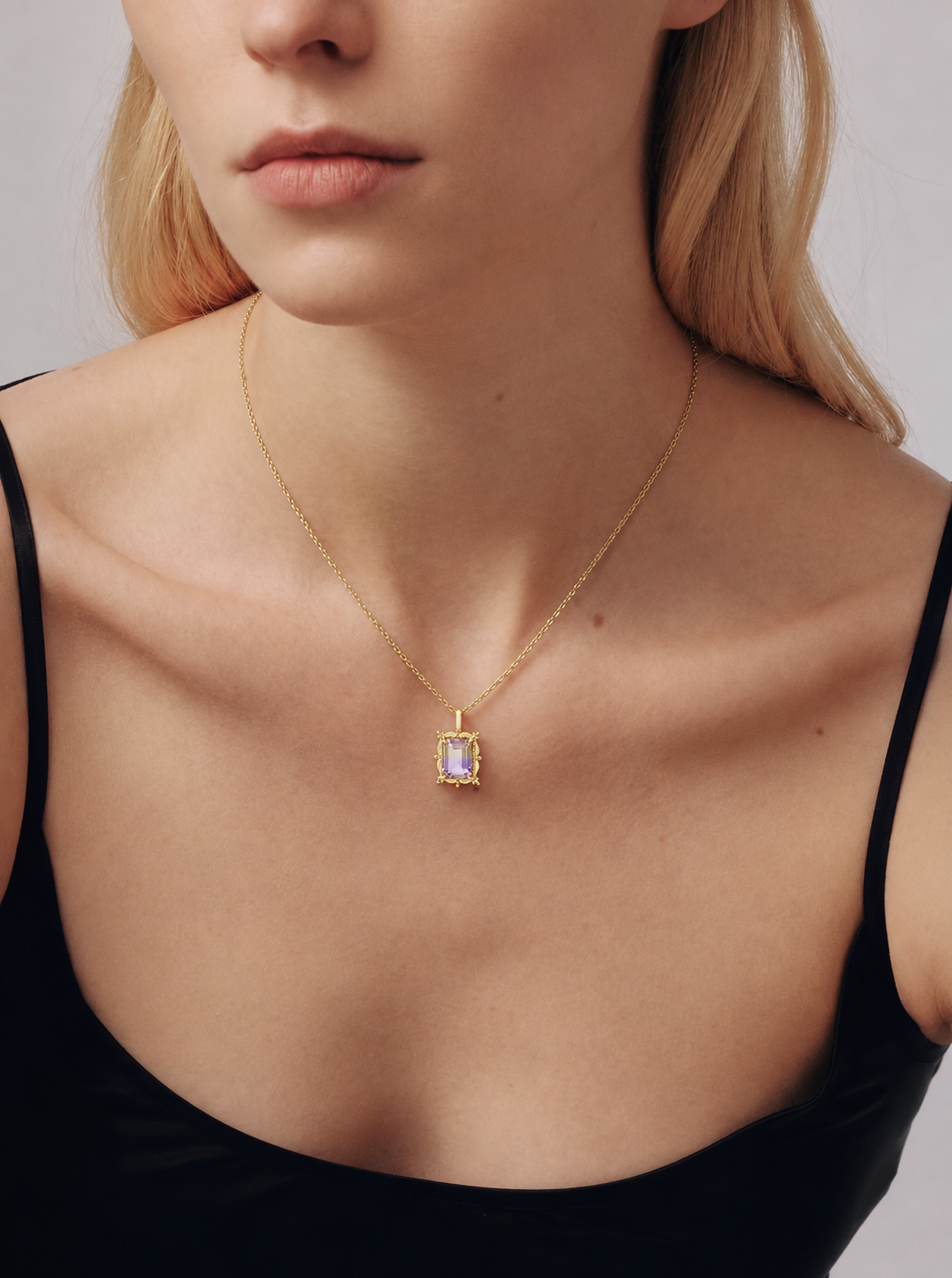LUMERUNE Octagonal Ametrine Pendant — octagonal ametrine with beaded edging