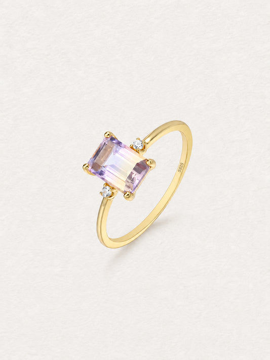LUMERUNE Octagonal Ametrine Ring — octagonal ametrine with white zircon accents