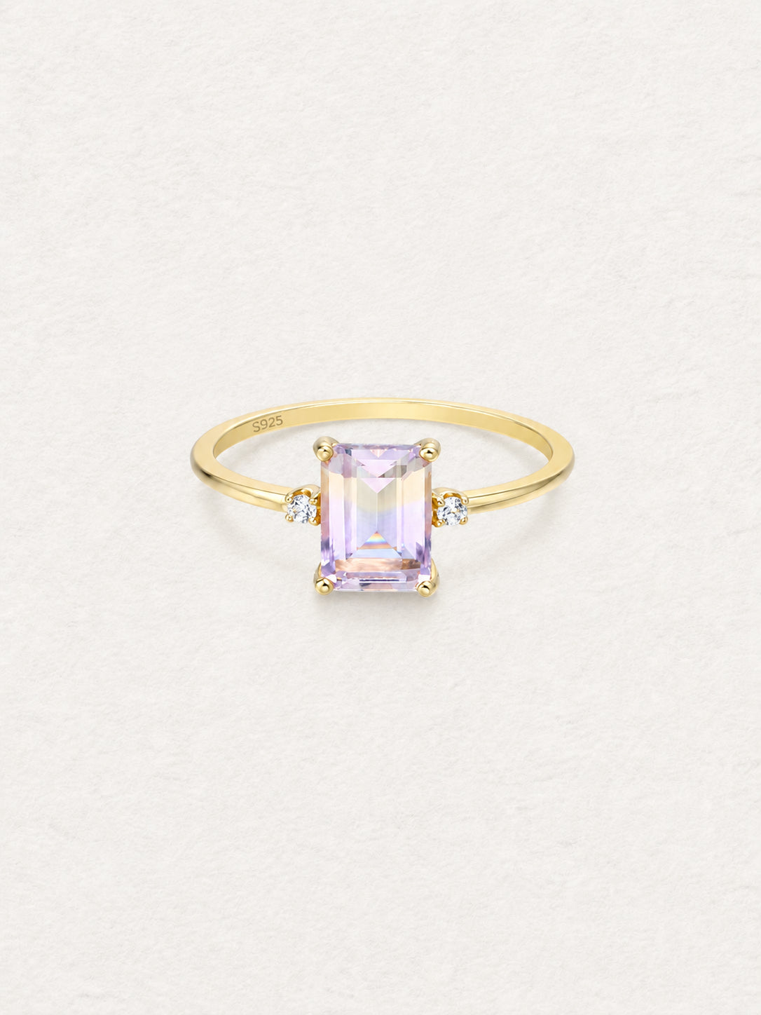 LUMERUNE Octagonal Ametrine Ring — octagonal ametrine with white zircon accents