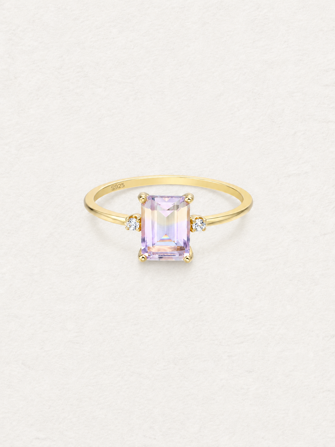 LUMERUNE Octagonal Ametrine Ring — octagonal ametrine with white zircon accents
