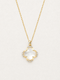 LUMERUNE Clover White Shell Necklace — four leaf clover with white shell and white crystal