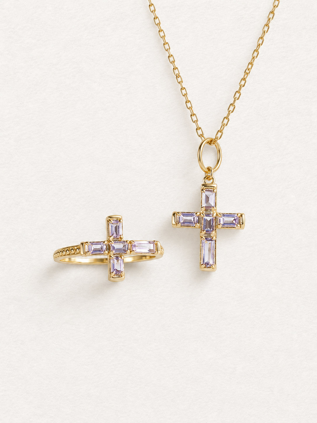 Cross Amethyst Ring