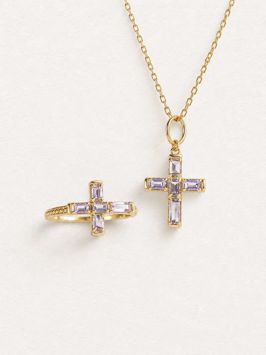 Cross Amethyst Ring