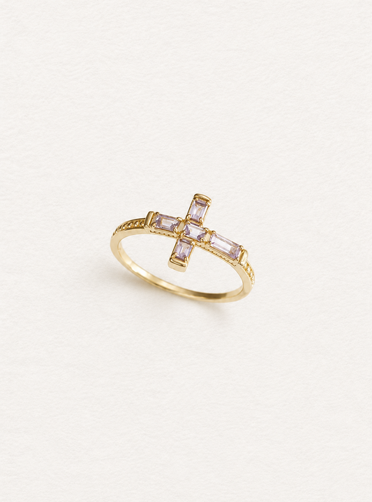 Cross Amethyst Ring
