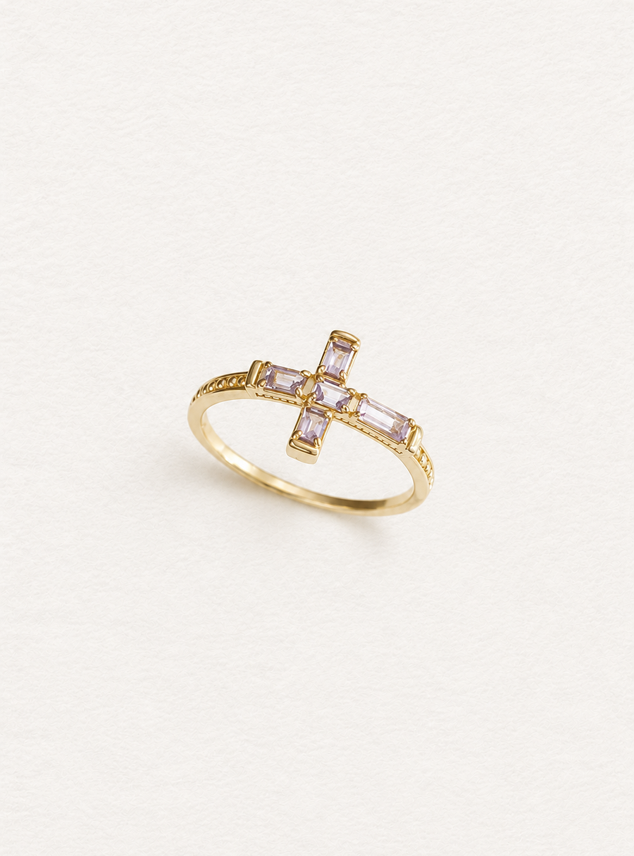 Cross Amethyst Ring