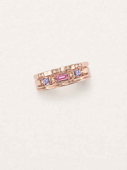 Gem Trio – Ensemble de bagues en grenat