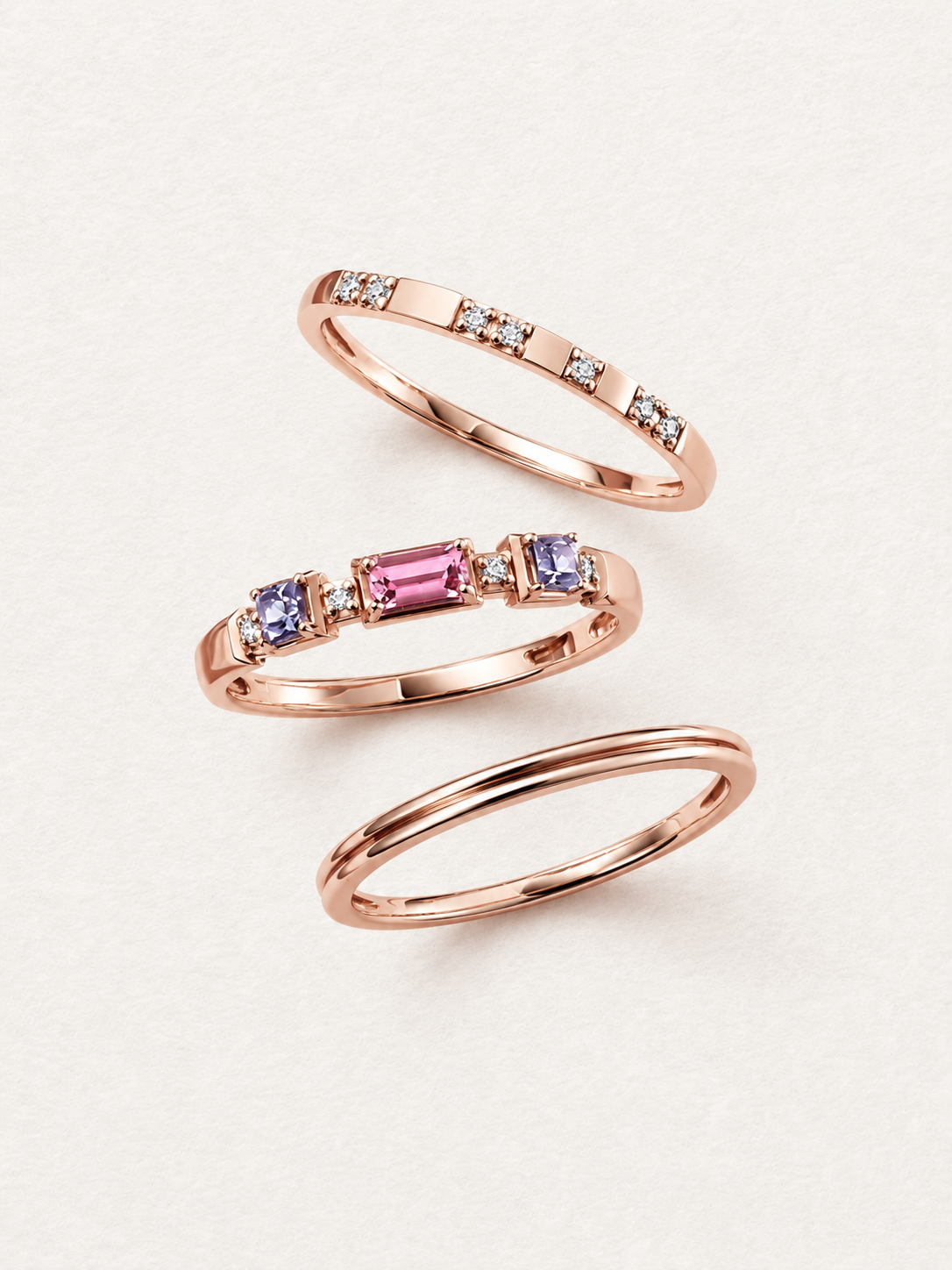 Gem Trio Garnet Ring Set