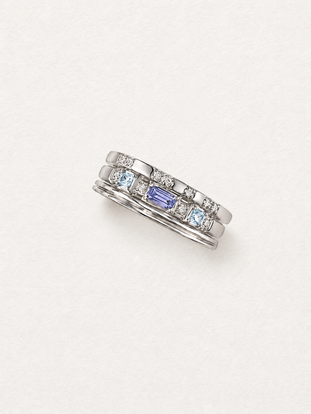 Gem Trio Amethyst Ring Set
