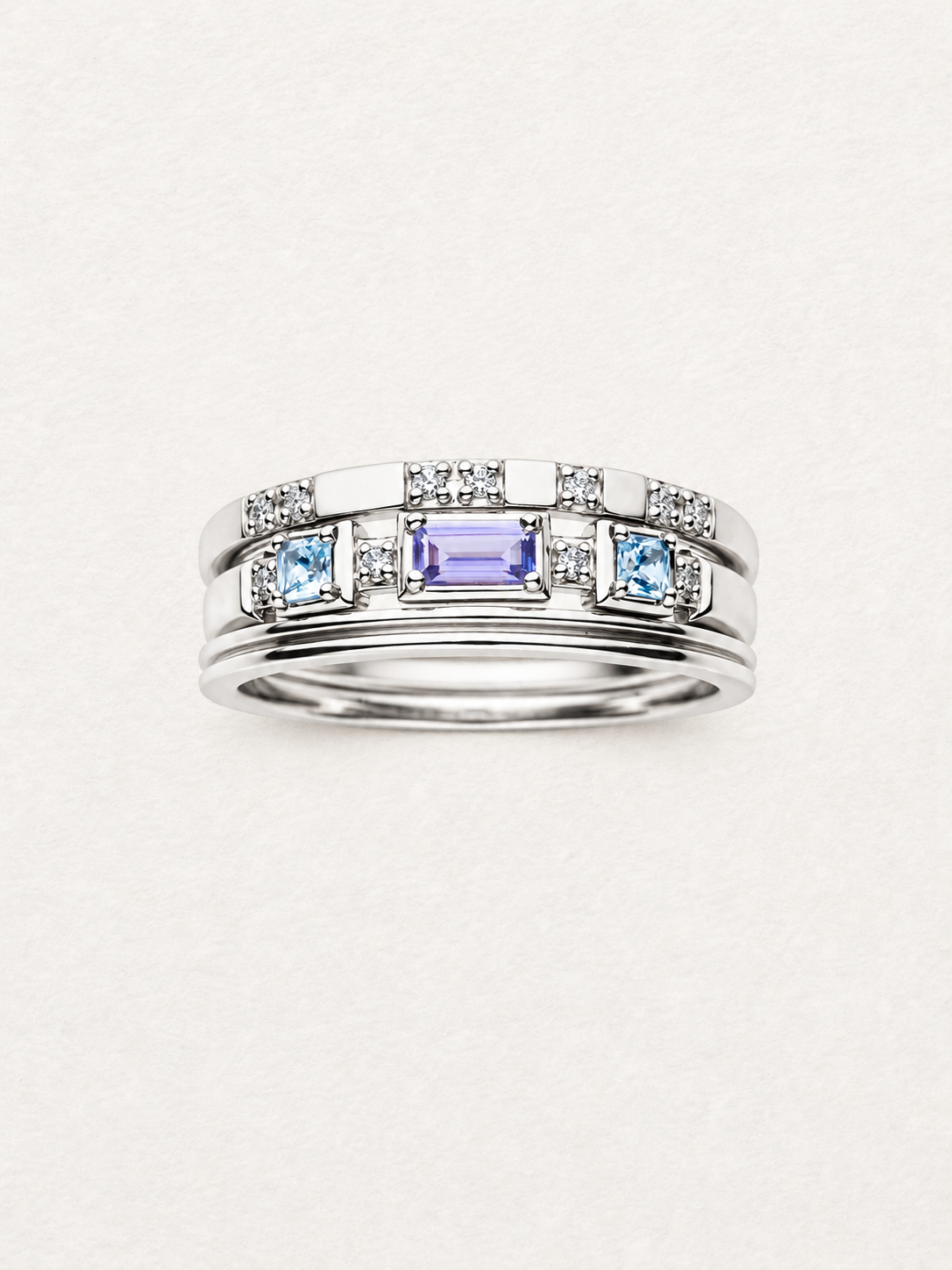 Gem Trio Amethyst Ring Set