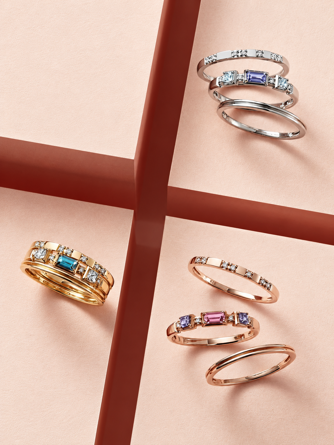 Gem Trio Garnet Ring Set