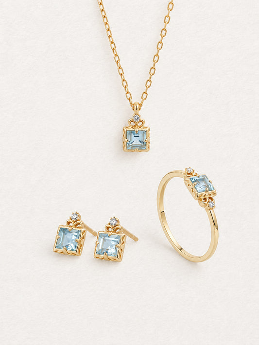 Square Aquamarine Necklace