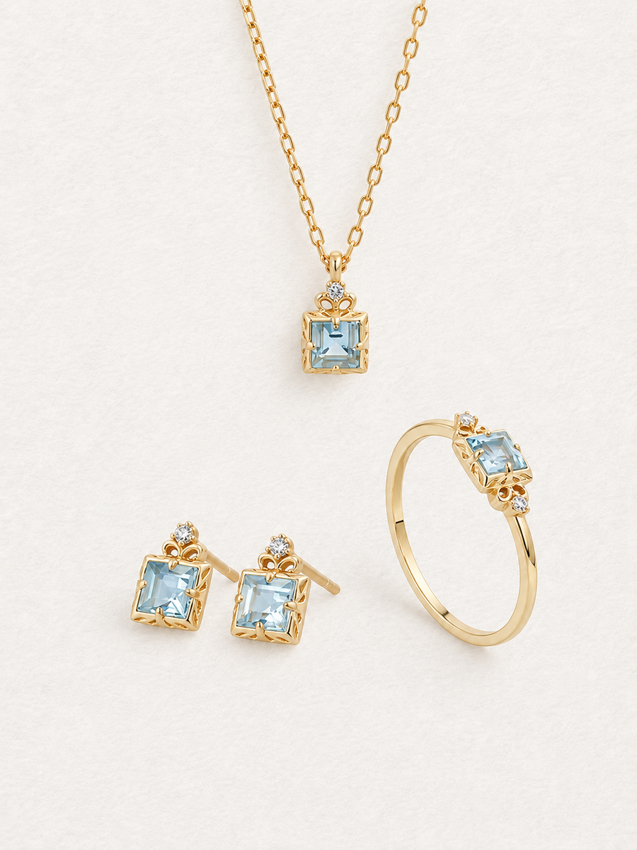 Square Aquamarine Necklace
