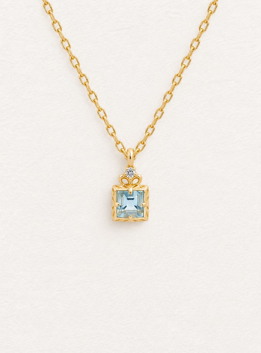 Square Aquamarine Necklace