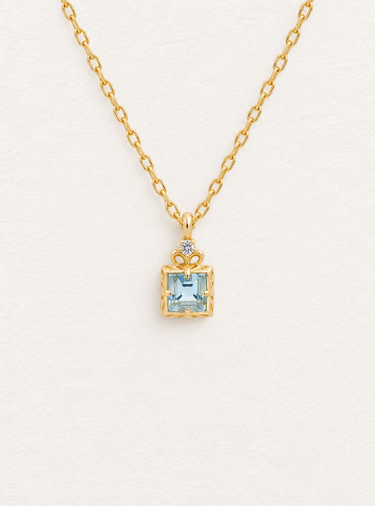 Square Aquamarine Necklace