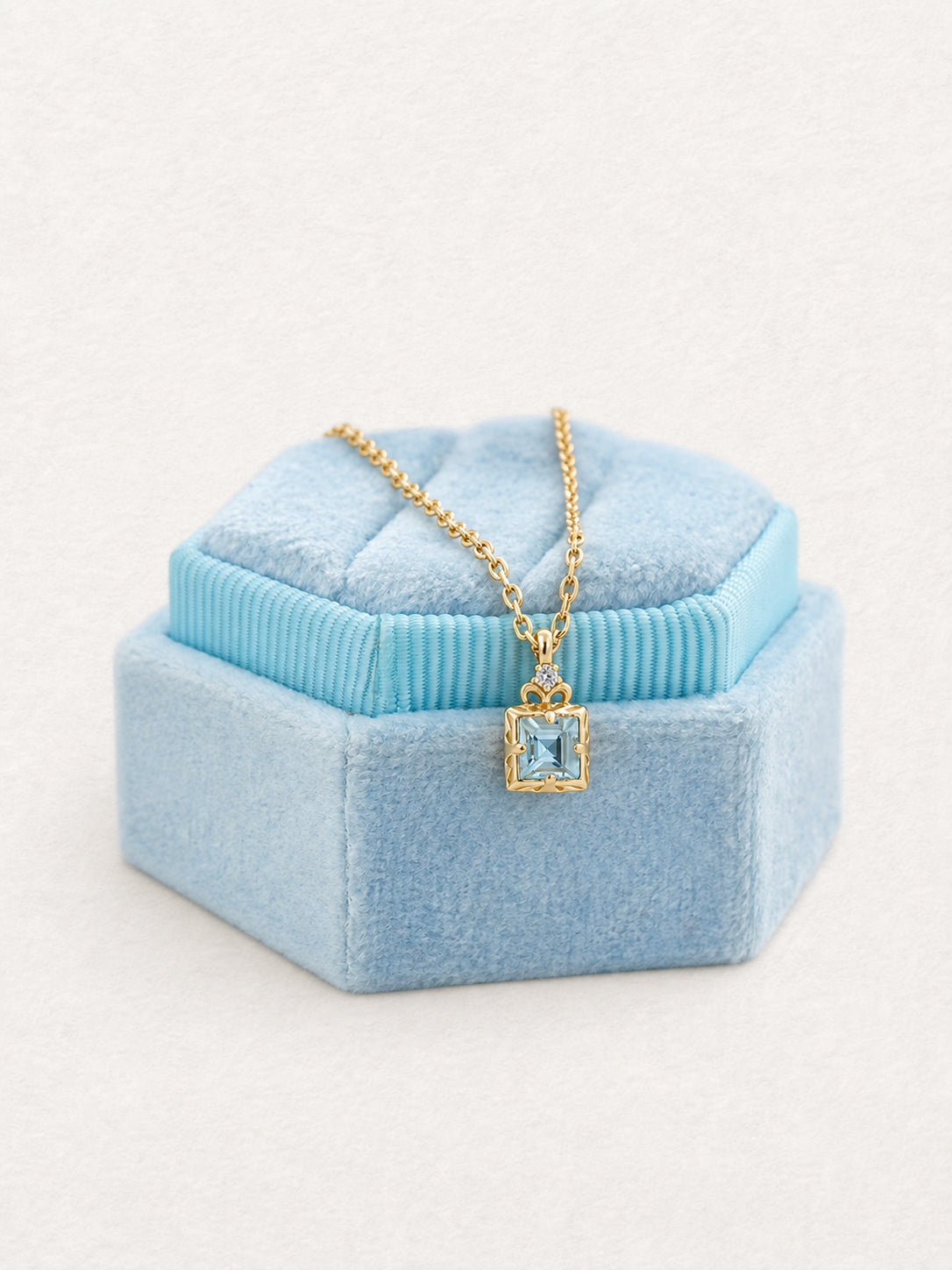 Square Aquamarine Necklace