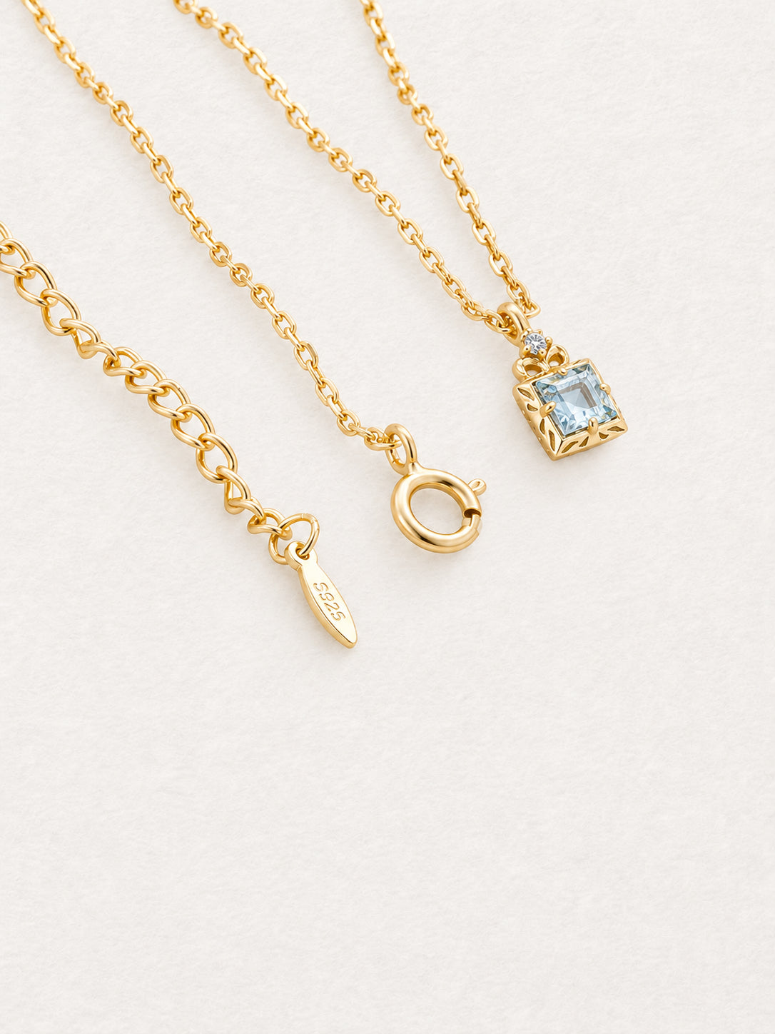 Square Aquamarine Necklace