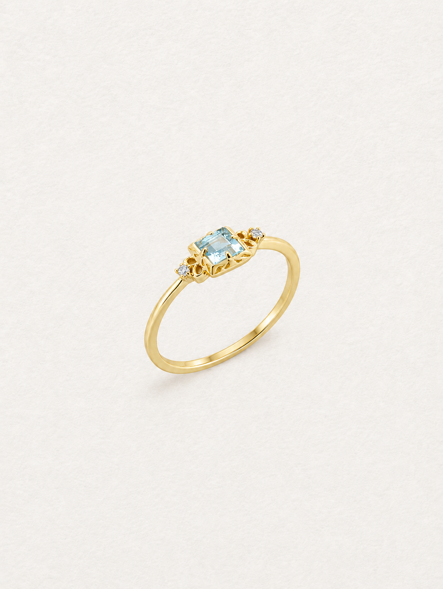 Square Aquamarine Ring