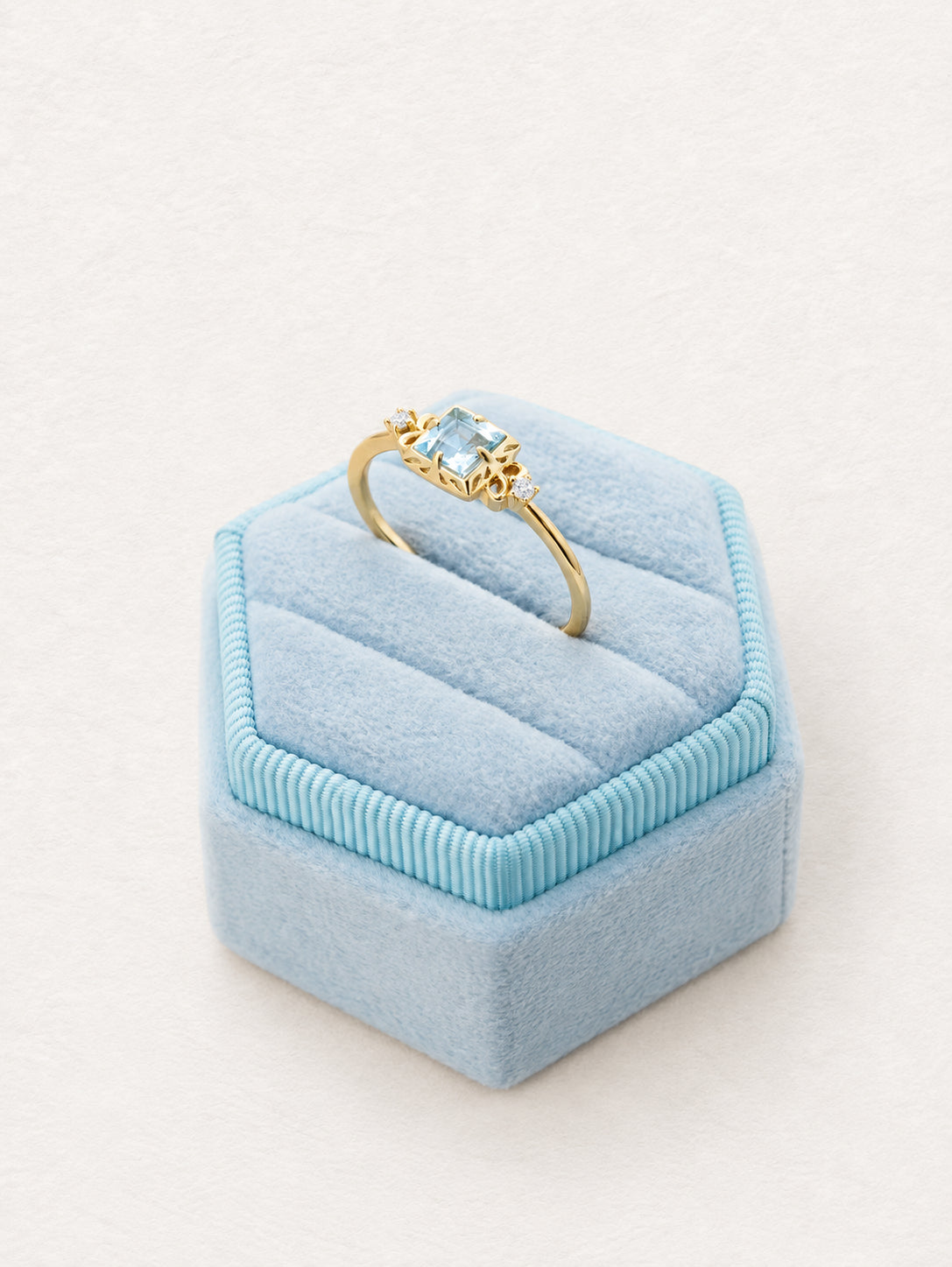 Square Aquamarine Ring