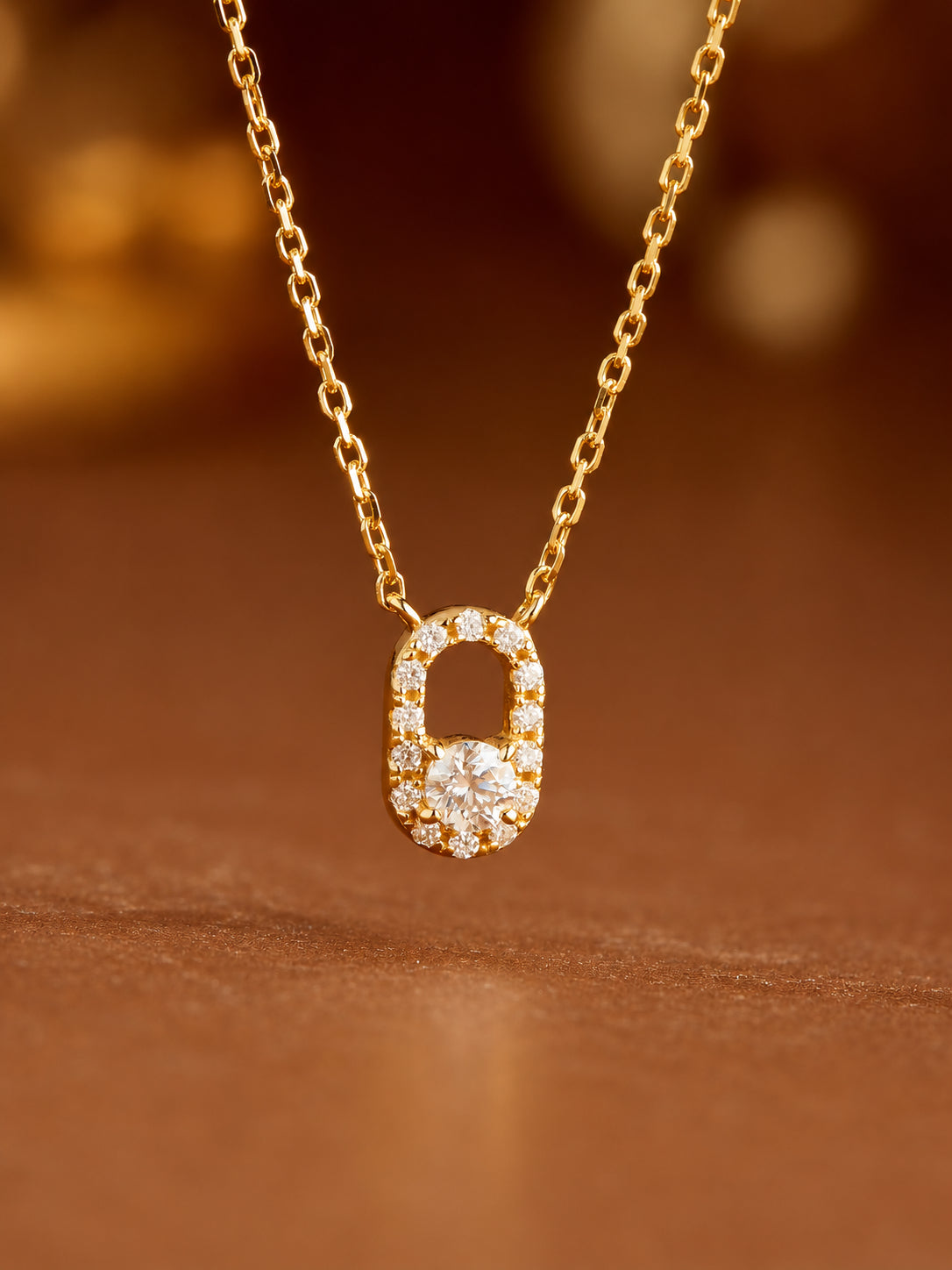 Mini Lock Moissanite Necklace