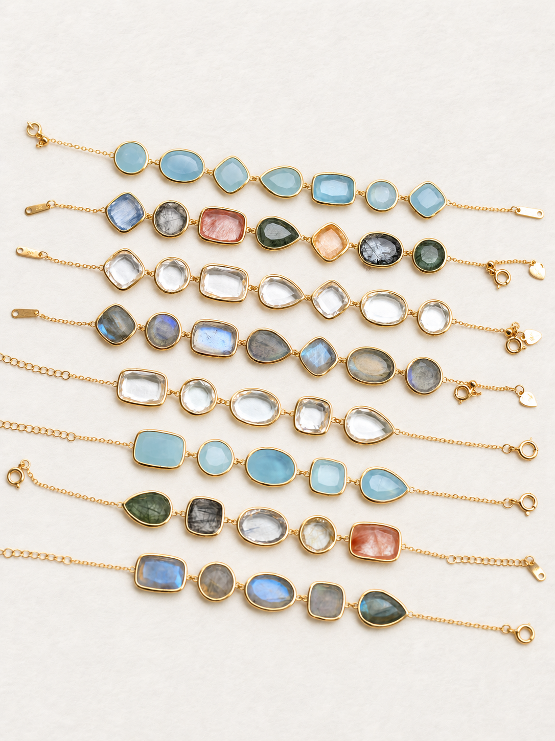 Bonbon – Bracelet en aigue-marine aux tailles variées