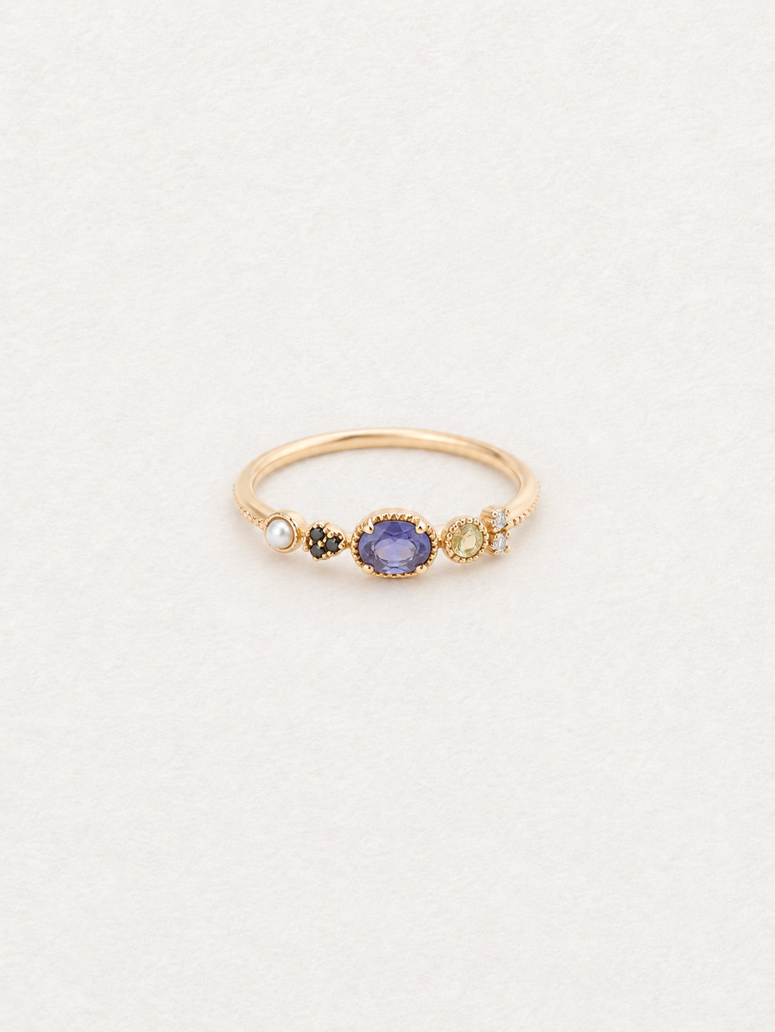 Bonbon Iolite Ring with Pearl