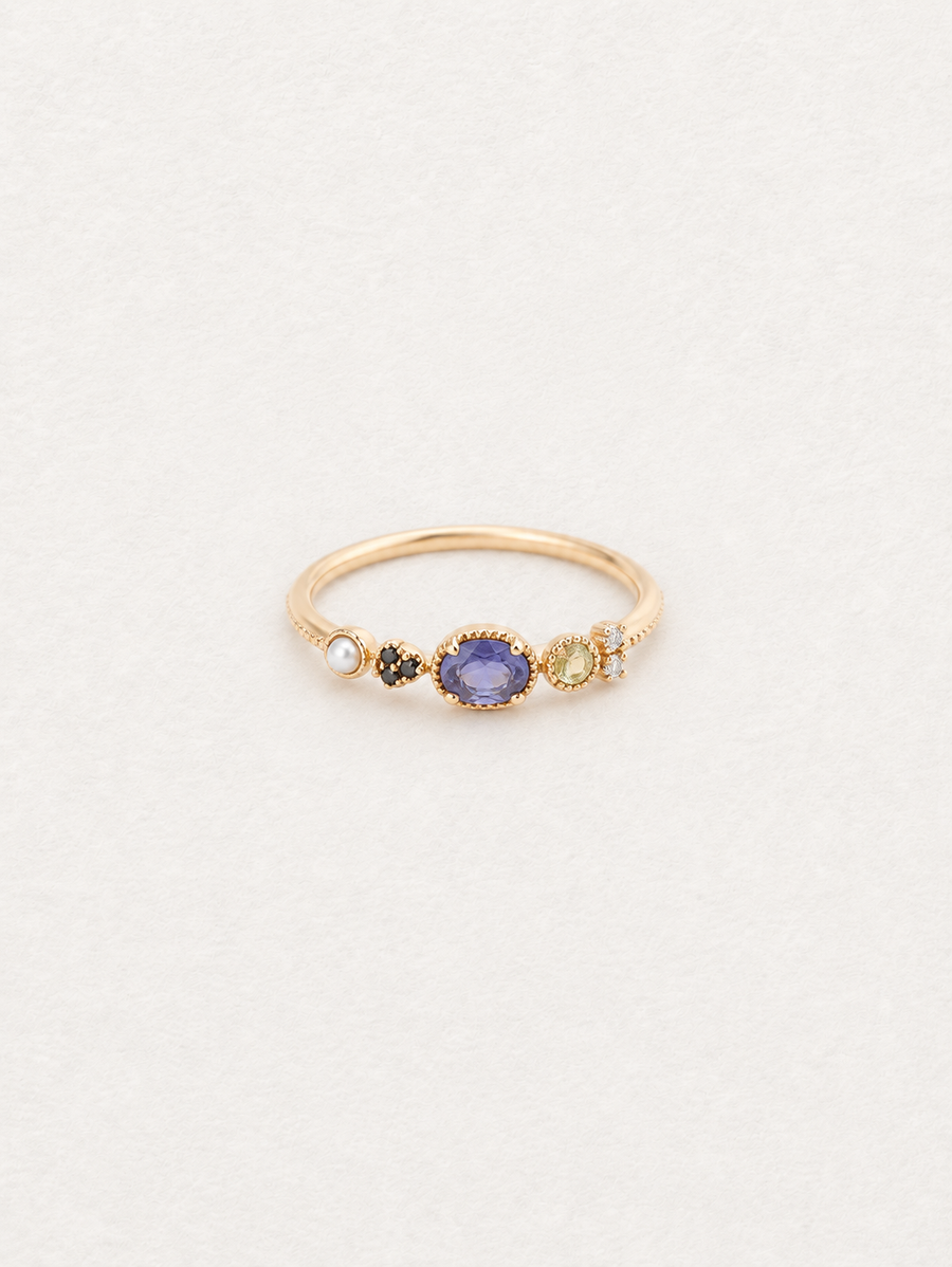Bonbon Iolite Ring with Pearl