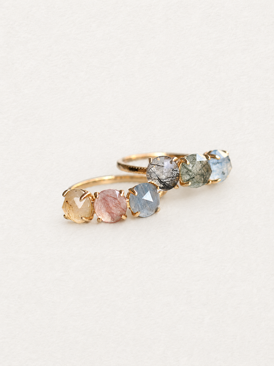 Bonbon Tri-Color Rutilated Quartz Ring Christmas Limited Edition