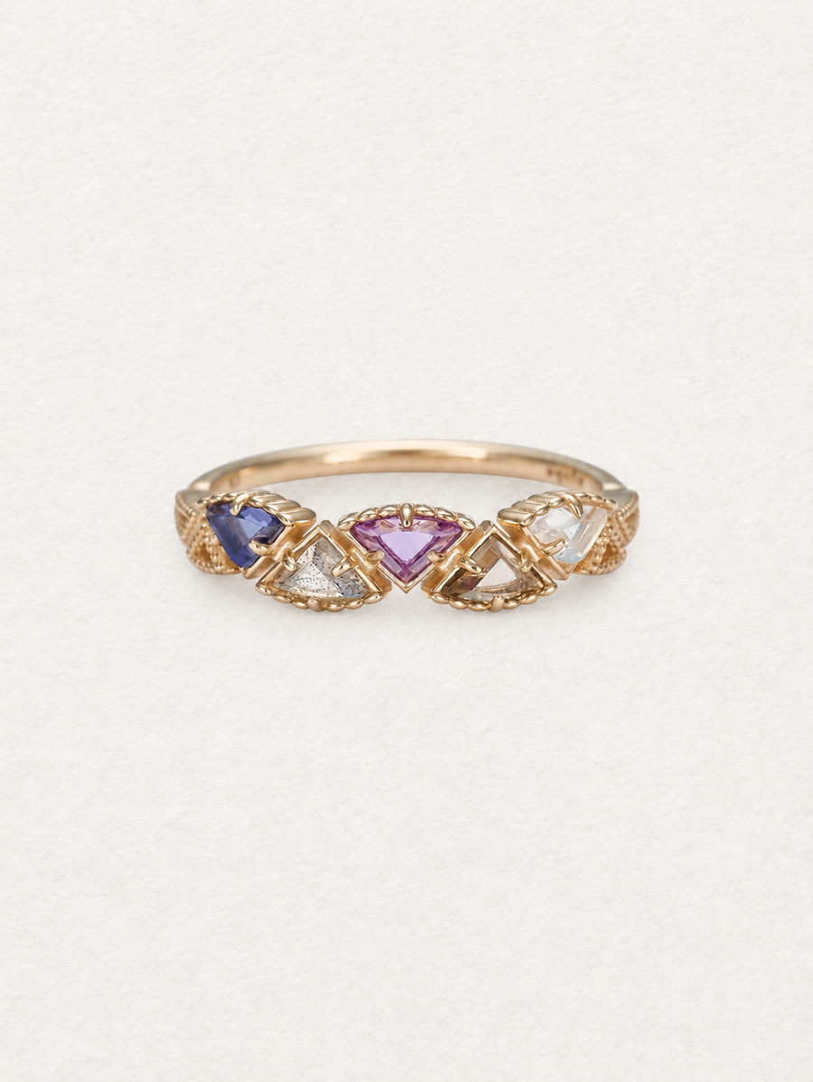 Bonbon Triangle-Cut Multi-Gemstone Ring