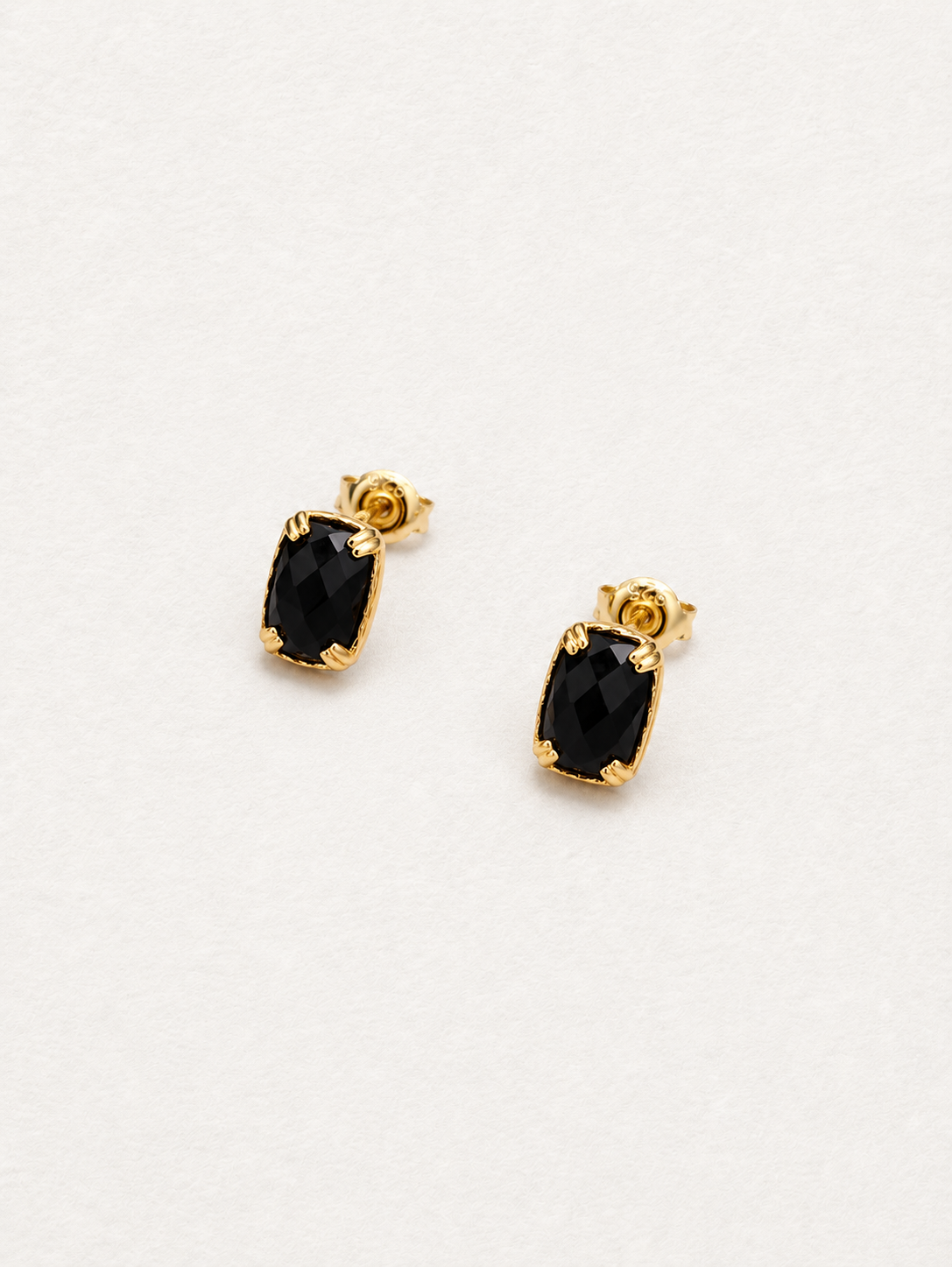 Geometric Black Agate Stud Earrings