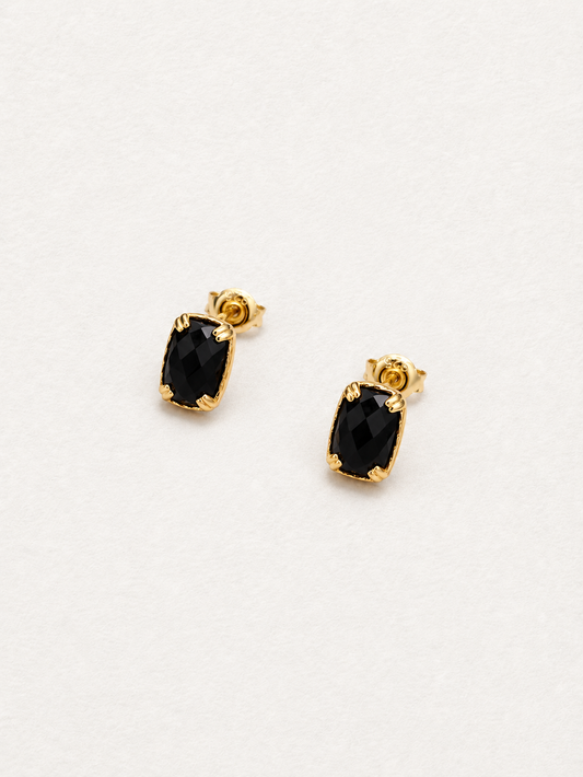 Puces d’oreilles géométriques en agate noire