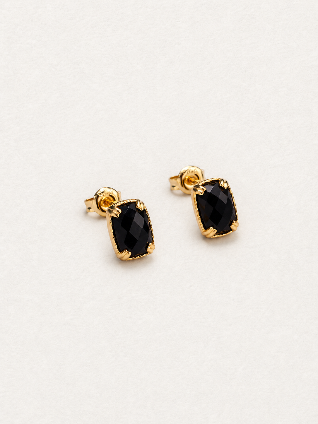 Geometric Black Agate Stud Earrings