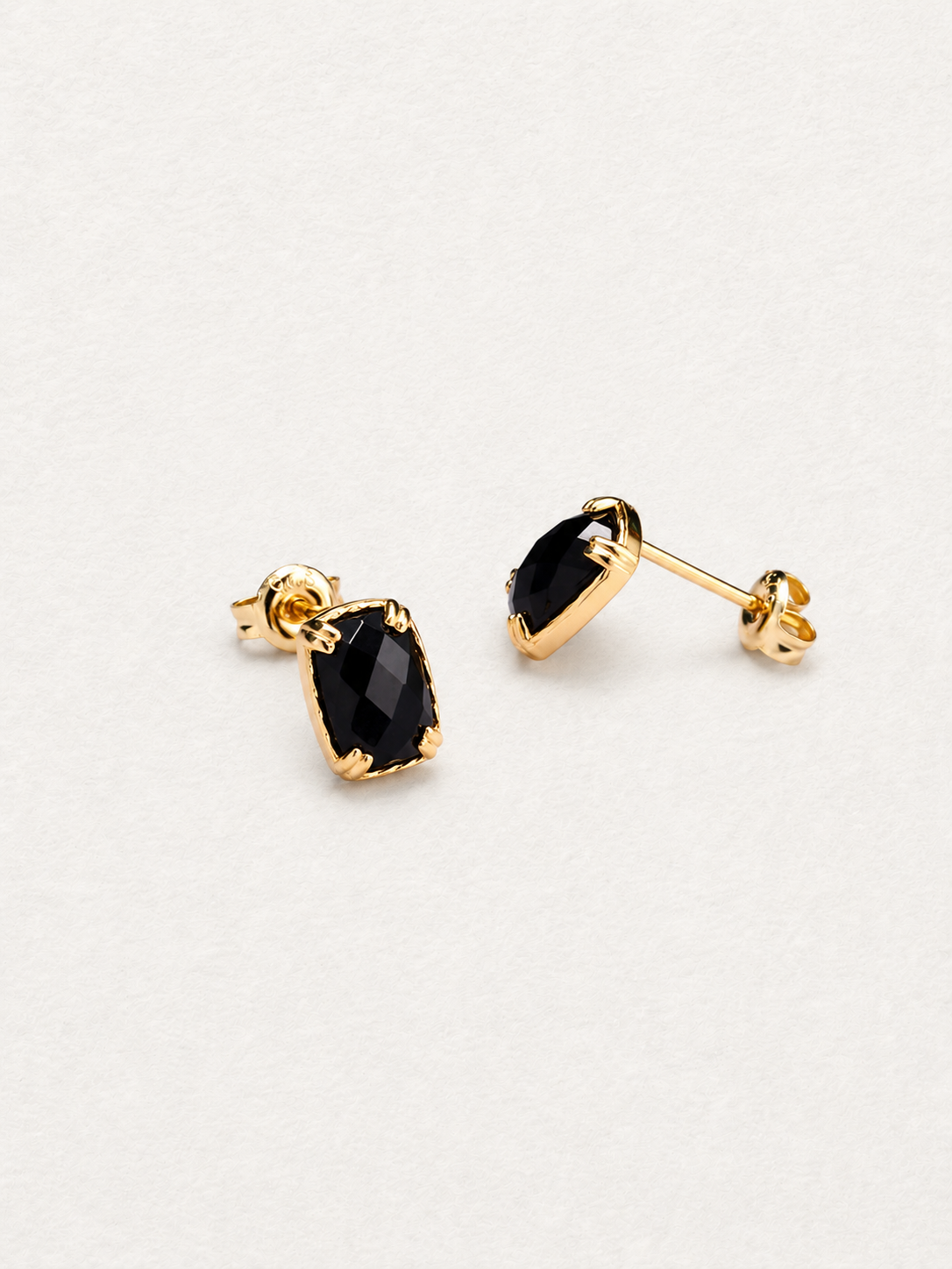 Geometric Black Agate Stud Earrings