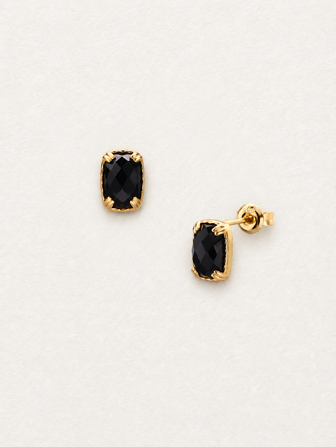 Geometric Black Agate Stud Earrings