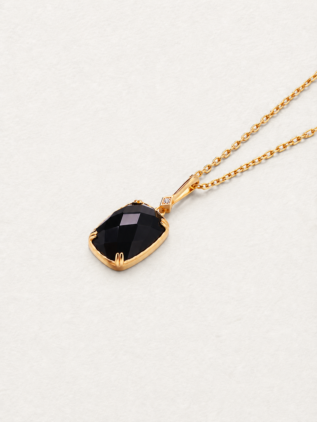 Geometric Black Agate Pendant