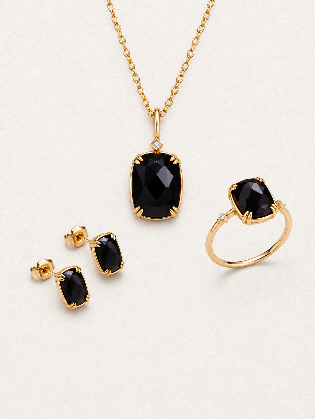 Geometric Black Agate Pendant