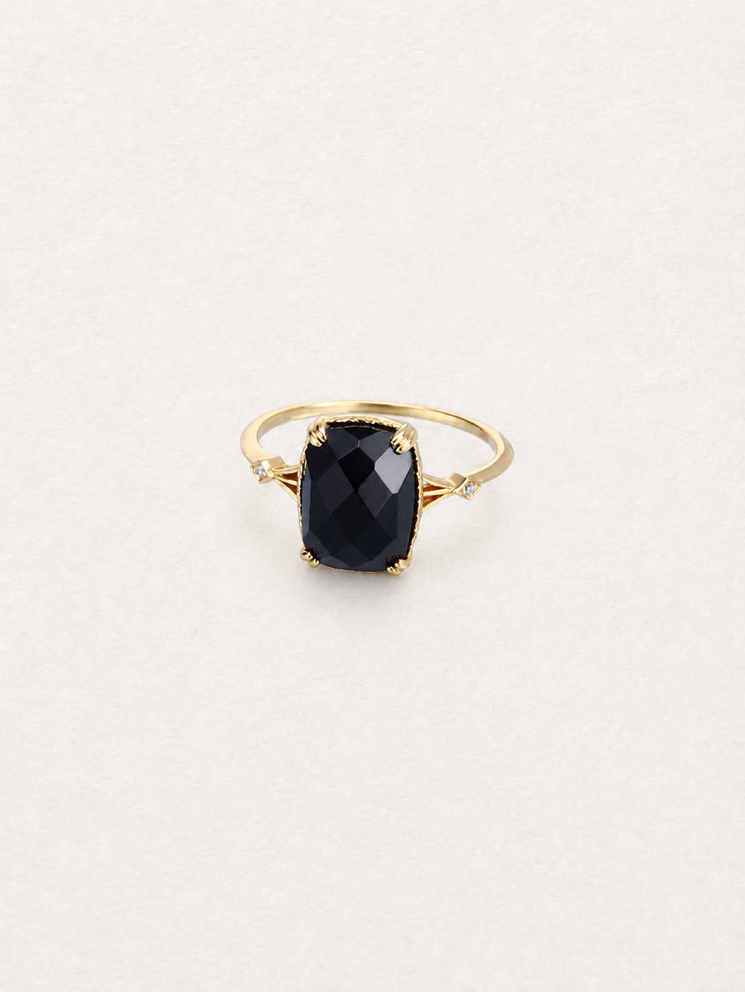 Geometric Black Agate Ring