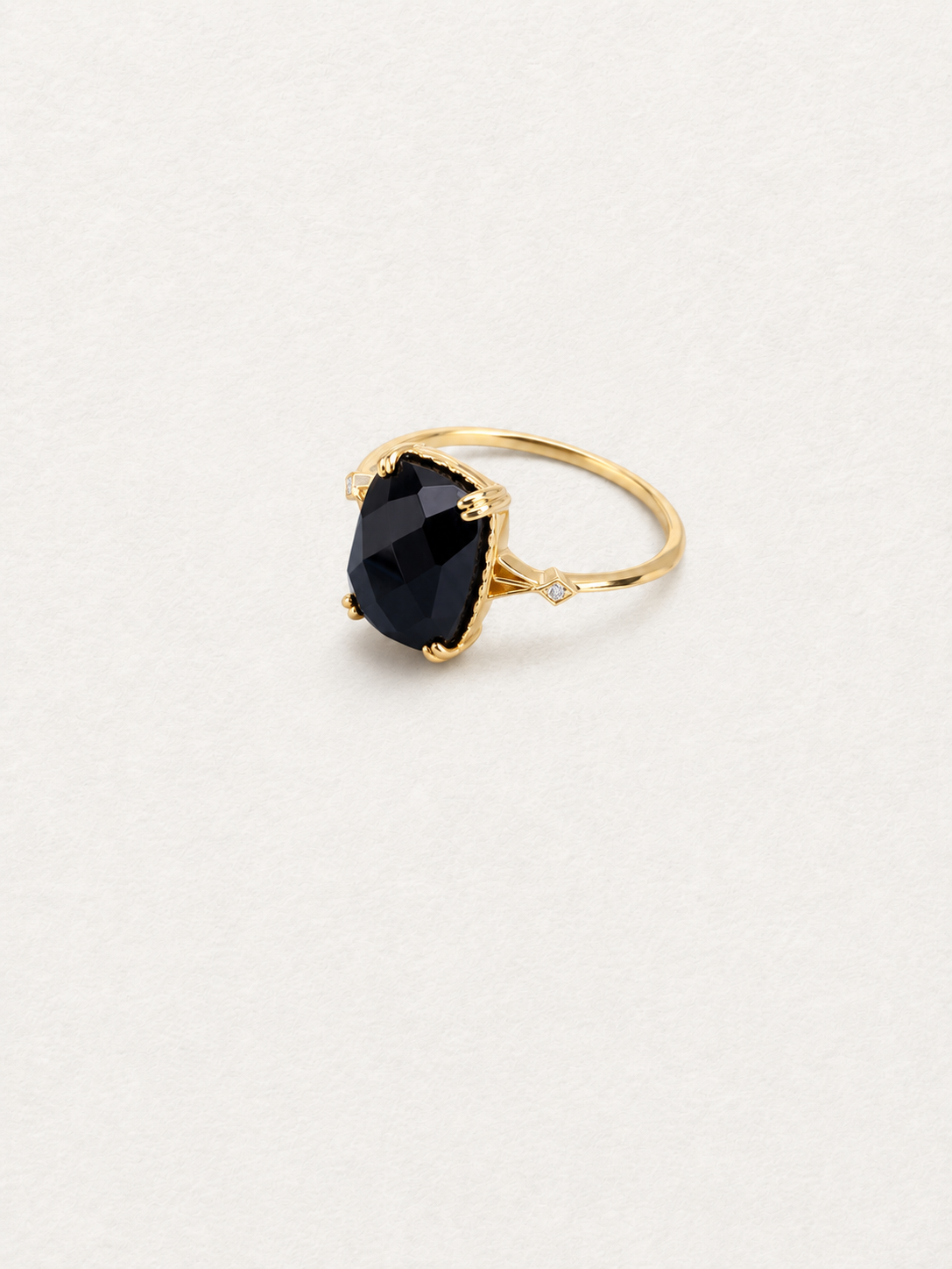 Geometric Black Agate Ring