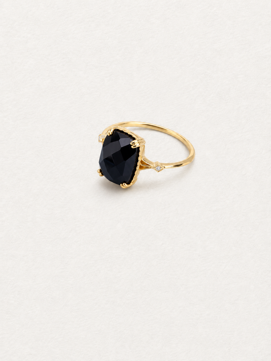 Bague géométrique en agate noire