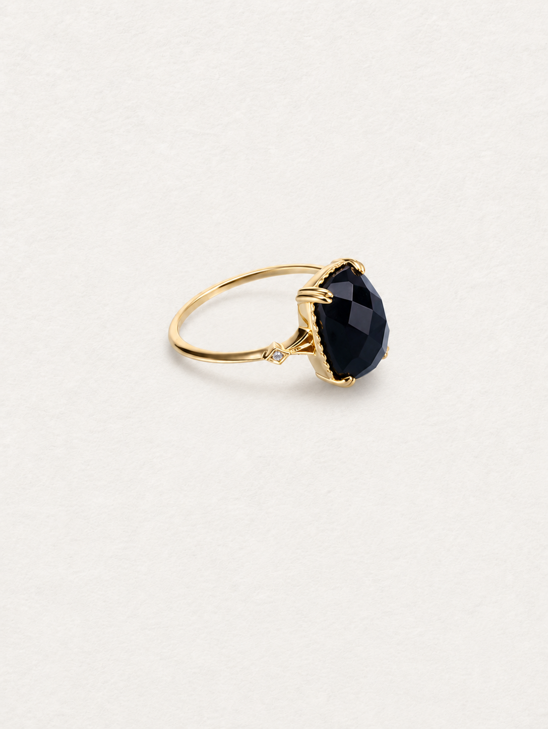 Geometric Black Agate Ring