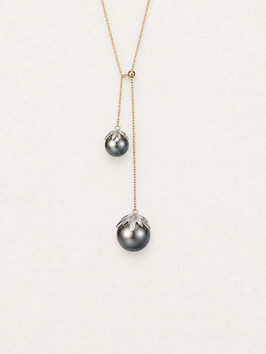 Black Pearl Lariat Necklace