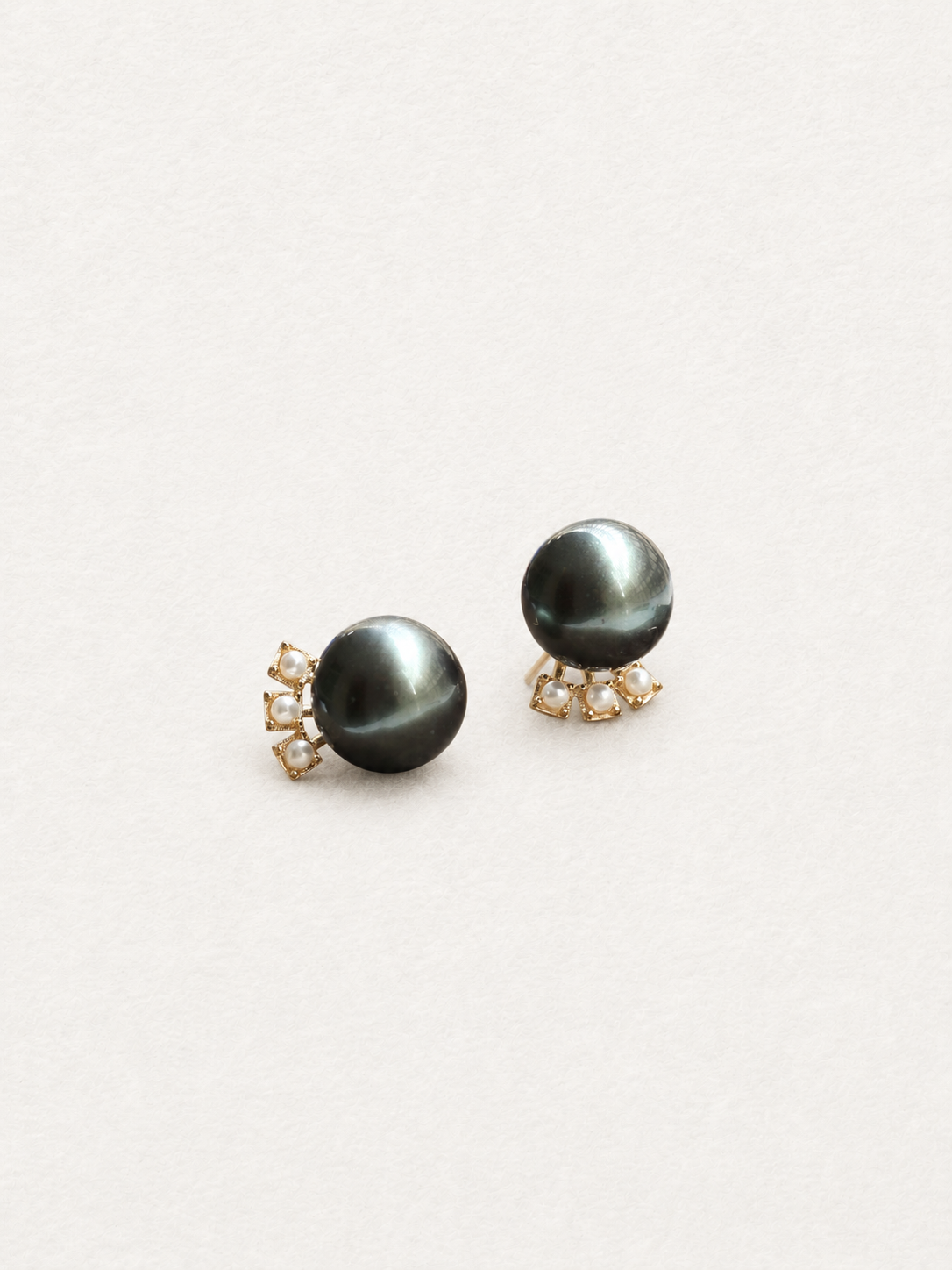 Black Pearl Petal Stud Earrings