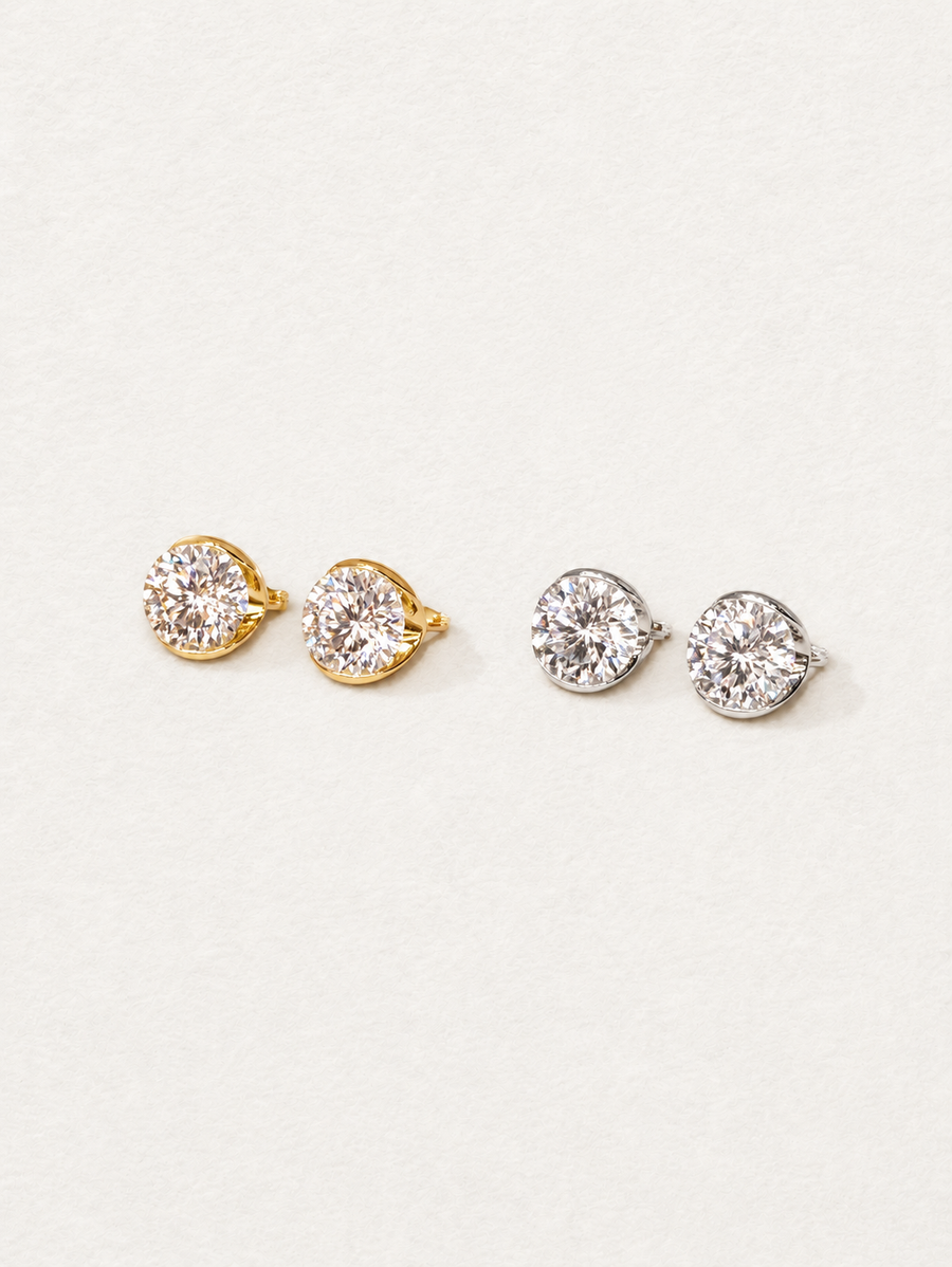 Two-Carat Round-Cut Huggie Earrings