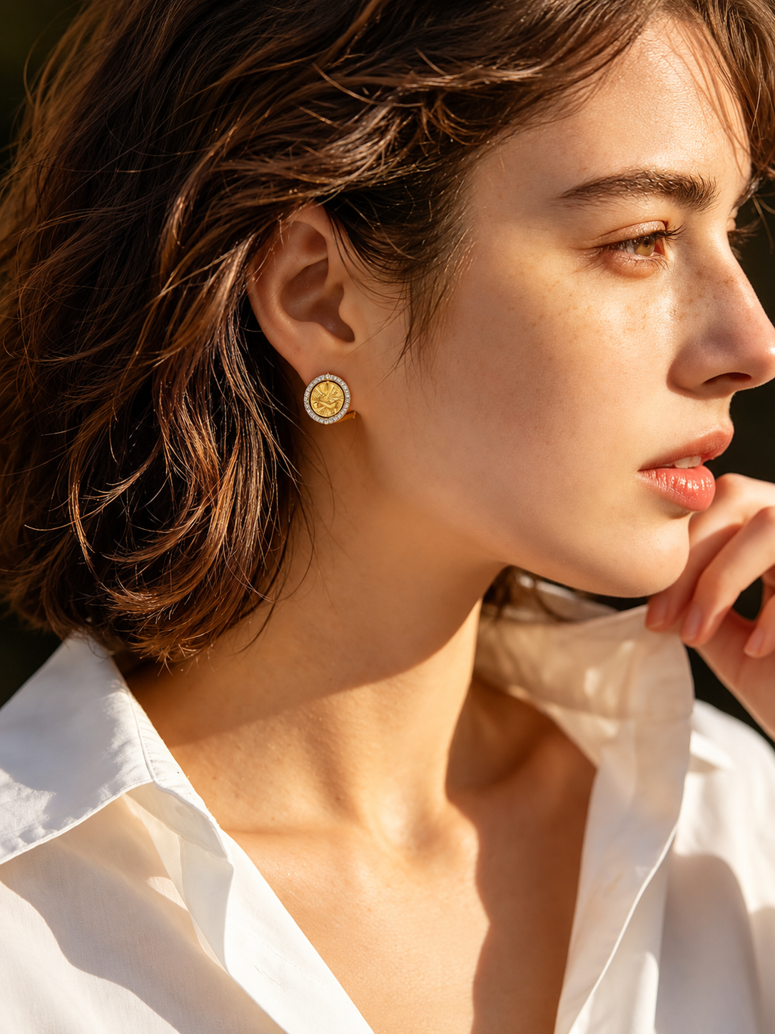 Pegasus Coin Spinner Huggie Earrings