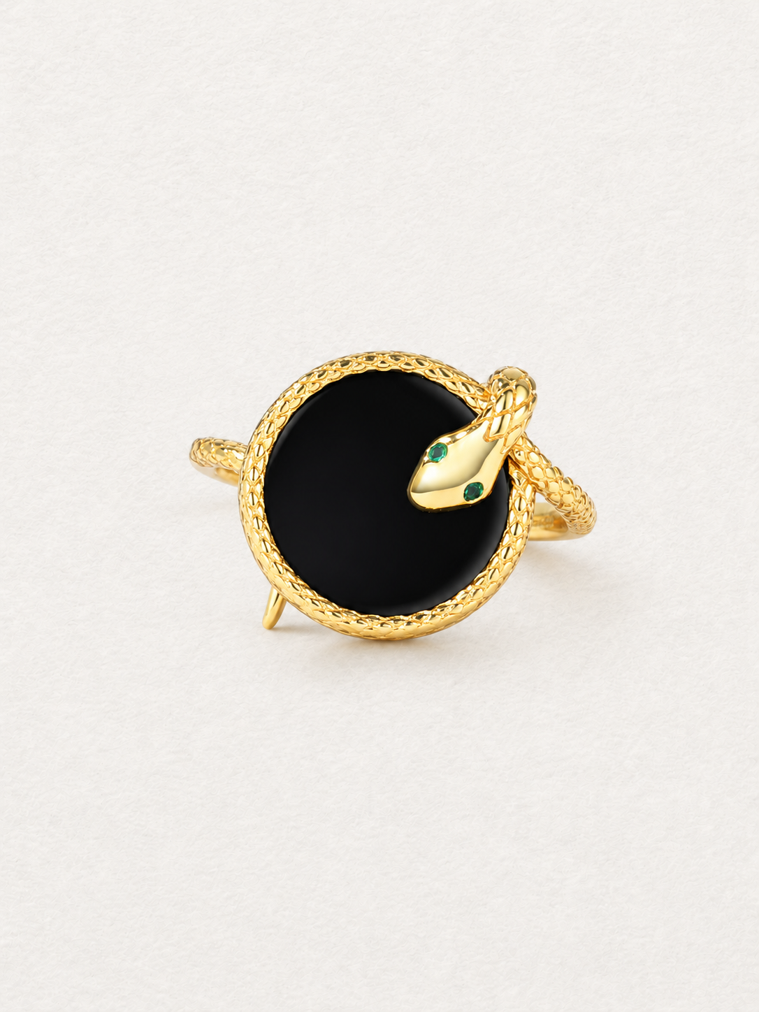 Serpent Black Agate Ring