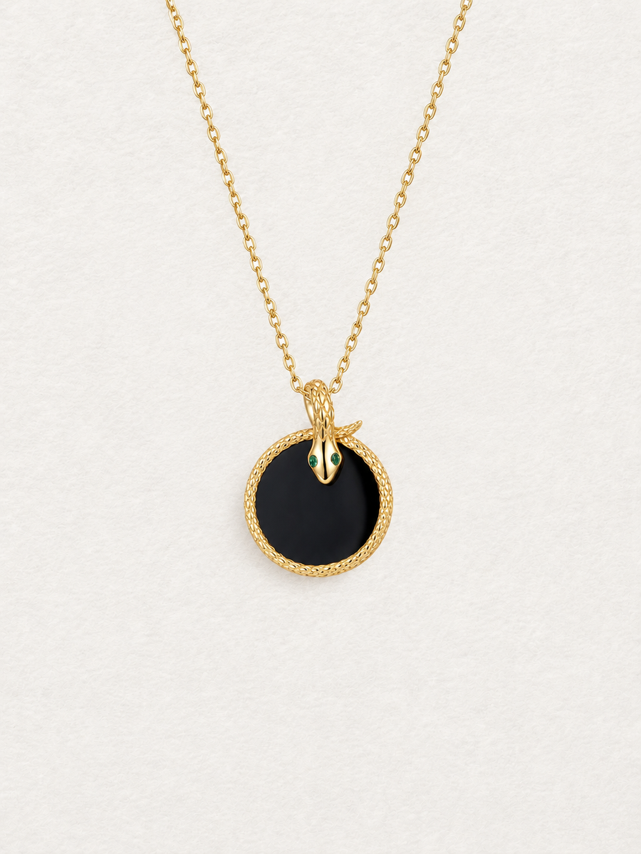 Serpent Black Agate Necklace